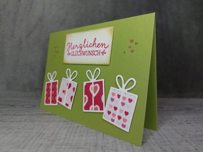 Grußkarte Glückwunsch mit Paketen handgemacht